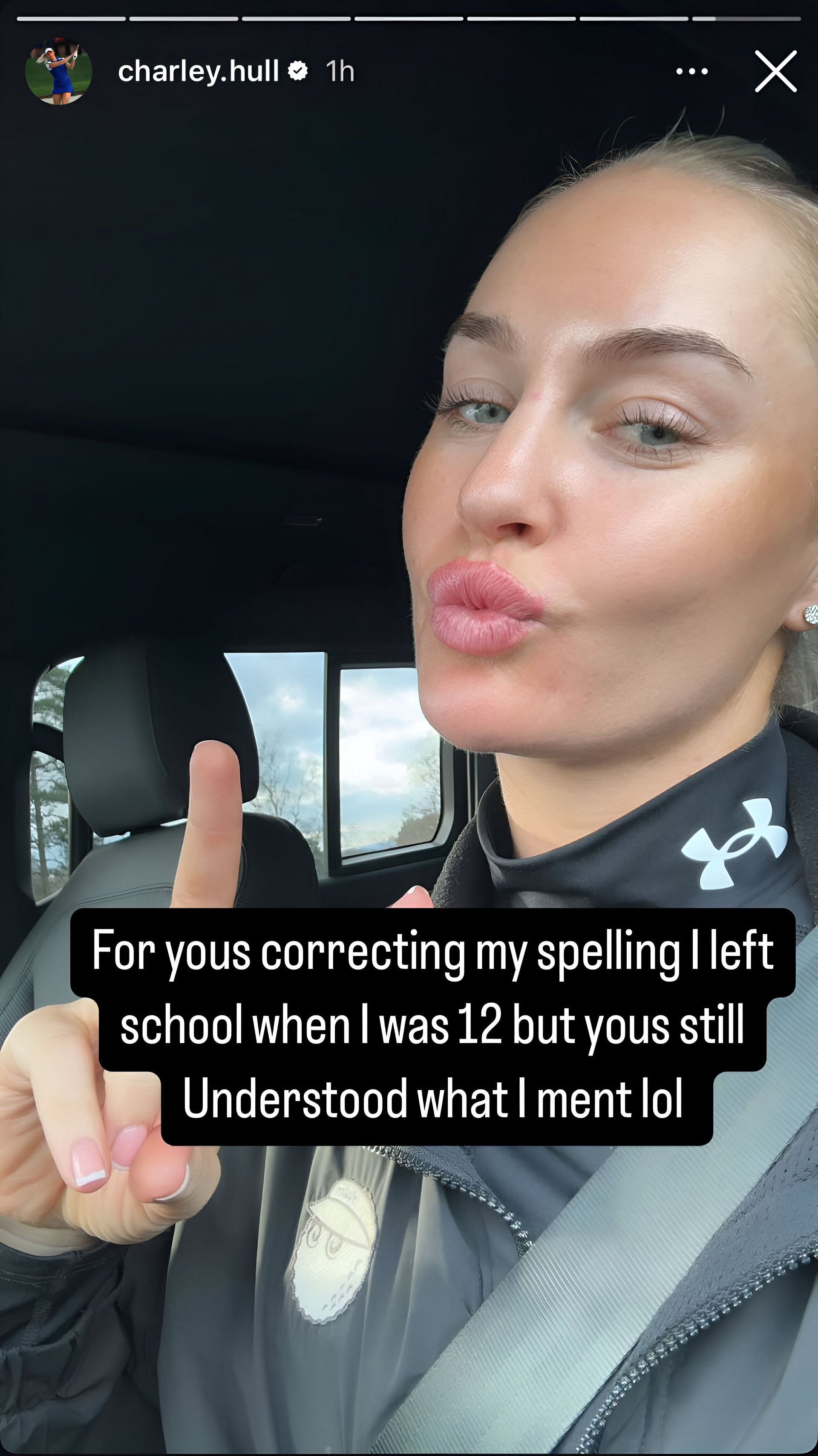 Charley Hull makes a sarcastic post after misspelling a word. Image via Instagram @charley.Hull
